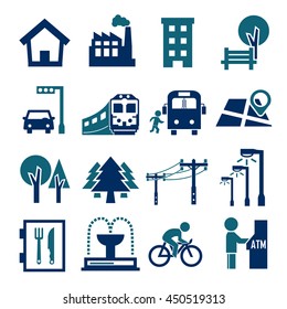 town icon set