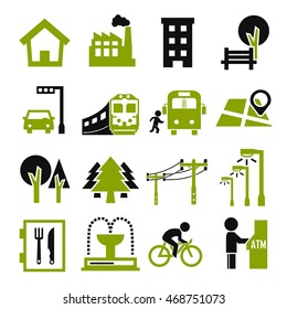 town icon set