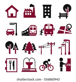 town icon set