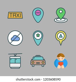 town icon set. vector set about taxi, cloudless, placeholder and hugh icons set.