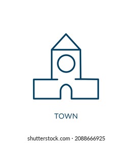 town icon. Thin linear town outline icon isolated on white background. Line vector town sign, symbol for web and mobile