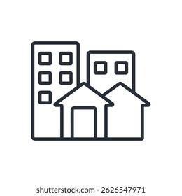 ícone da cidade. vetor.Sinal de estilo traço.linear editável para usar web design,ilustração logo.Symbol.