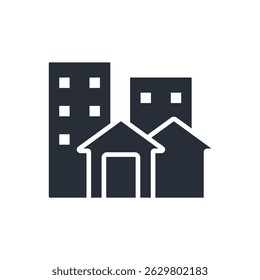 town icon. vector.Editable stroke.linear style sign for use web design,logo.Symbol illustration.