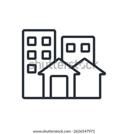 town icon. vector.Editable stroke.linear style sign for use web design,logo.Symbol illustration.
