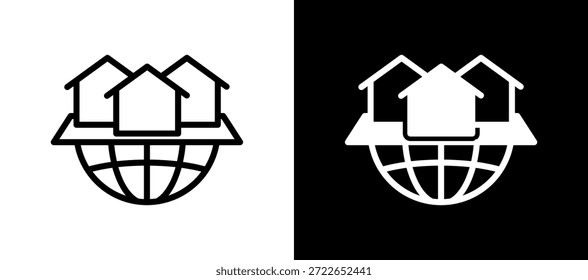 Ícone de Cidade branco preto Ilustração de Vetor
