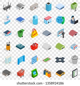 Town icons set. Isometric style of 36 town vector icons for web for any design