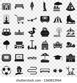 Town icons set. Simple style of 36 town vector icons for web for any design