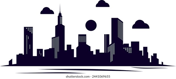 town illustration vector landscape minimalist. Images produced without the use of any form of AI software.