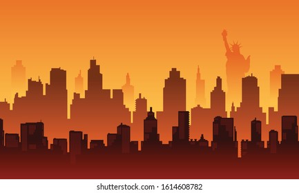 Town of Liberty City Silhouette in afternoon