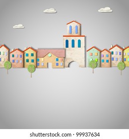 Town made from old paper. Creative vector eps10