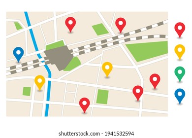 Town map design illustration simple background material