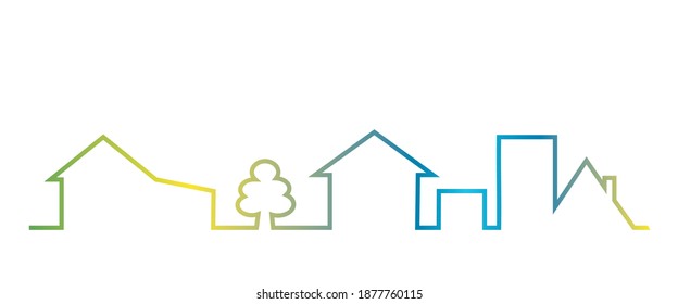 town, multicolored vector illustration, neon colors, line art