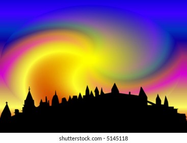 town on abstract background