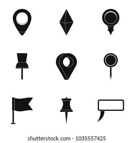 Town position icons set. Simple set of 9 town position vector icons for web isolated on white background