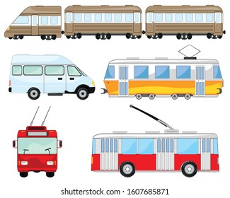 Town and public transport on white background is insulated