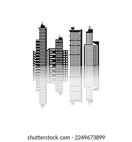Town real estate silhouette building isolated