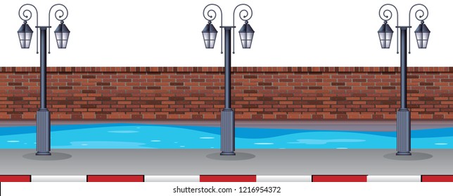 A town scene on white background illustration
