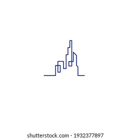 Town silhouette line art, logo, geometric art isolated o white