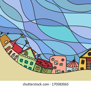 Town and sky card design