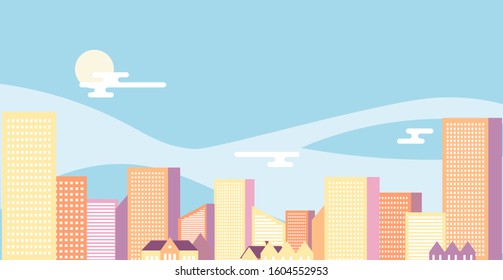 Town Sky Day  background landscape vector 