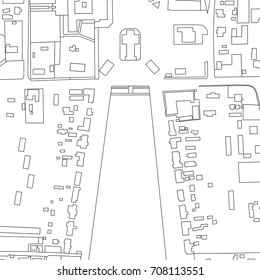 Town Square. Abstract  black and  white map. Urban city top view. Vector blueprint.