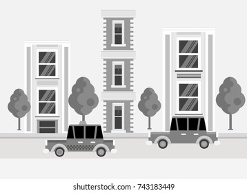 Town street background vector illustration