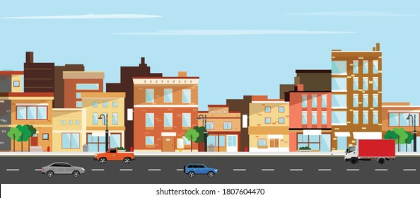 City Building Houses View Skyline Background Stock Vector (Royalty Free ...