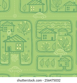 Town streets seamless pattern background