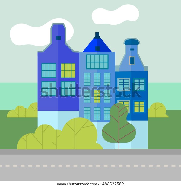town templates colorful houses vector image stock vector templates of houses