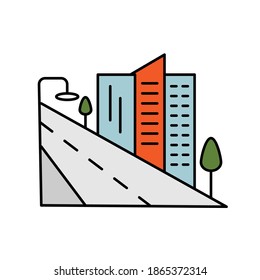 Town urban cityscape way line icon. Element of landscapes icon
