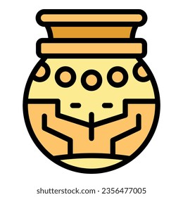 Town vase icon outline vector. India city. Calcutta tourism color flat