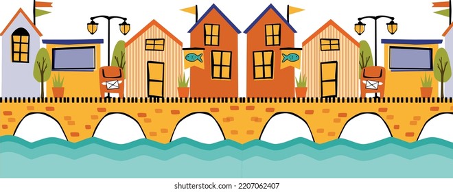 Town with water and bridge