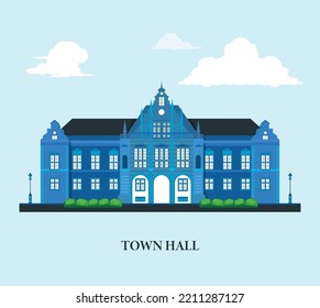 Townhall Building Silhouette Vector Art