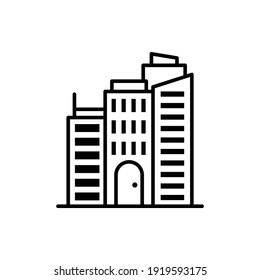 Townhall Building Vector Outline Icon Style Illustration. 