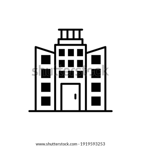 Townhall building vector outline icon style illustration. 
