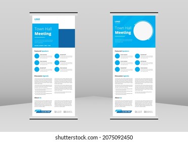 Townhall Meeting Roll up Banner Design, Townhall Meeting Roll up leaflet template. Townhall Meeting flyer poster template. Townhall Meeting DL Flyer, Trend Business Roll Up Banner Design