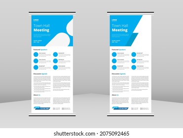 Townhall Meeting Roll Up Banner Design, Townhall Meeting Roll Up Leaflet Template. Townhall Meeting Flyer Poster Template. Townhall Meeting DL Flyer, Trend Business Roll Up Banner Design