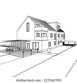 Townhouse, 3d illustration