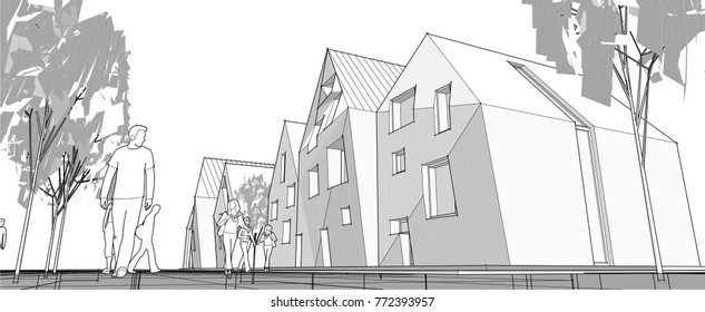 Townhouse, 3d illustration