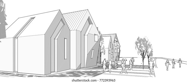 Townhouse, 3d illustration