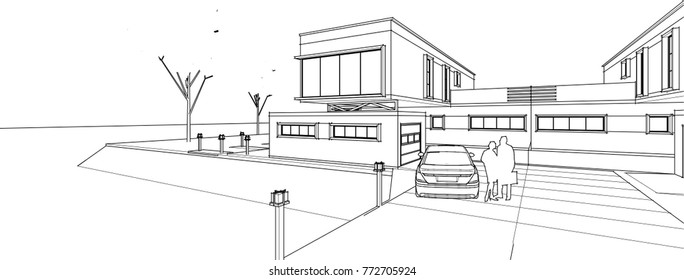 townhouse, 3d illustration
