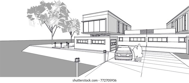 townhouse, 3d illustration