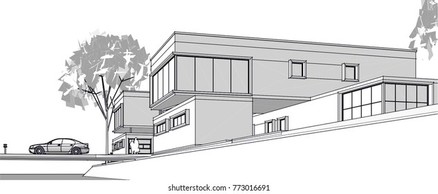 townhouse, 3d illustration