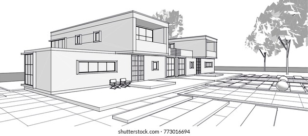 townhouse, 3d illustration