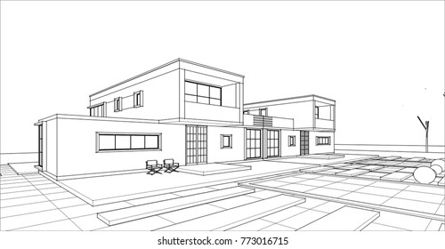townhouse, 3d illustration