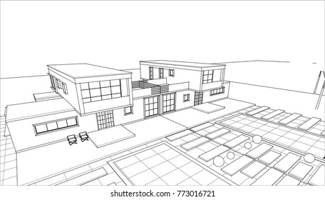 townhouse, 3d illustration