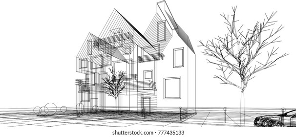Townhouse, 3d illustration