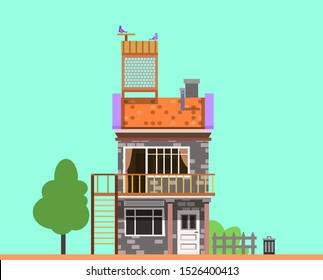 Townhouse in flat design illustration