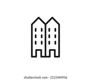 Townhouse flat icon. Single high quality outline symbol for web design or mobile app.  Home thin line signs for design logo, visit card, etc. Outline pictogram EPS10