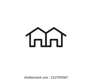 Townhouse flat icon. Single high quality outline symbol for web design or mobile app.  Home thin line signs for design logo, visit card, etc. Outline pictogram EPS10